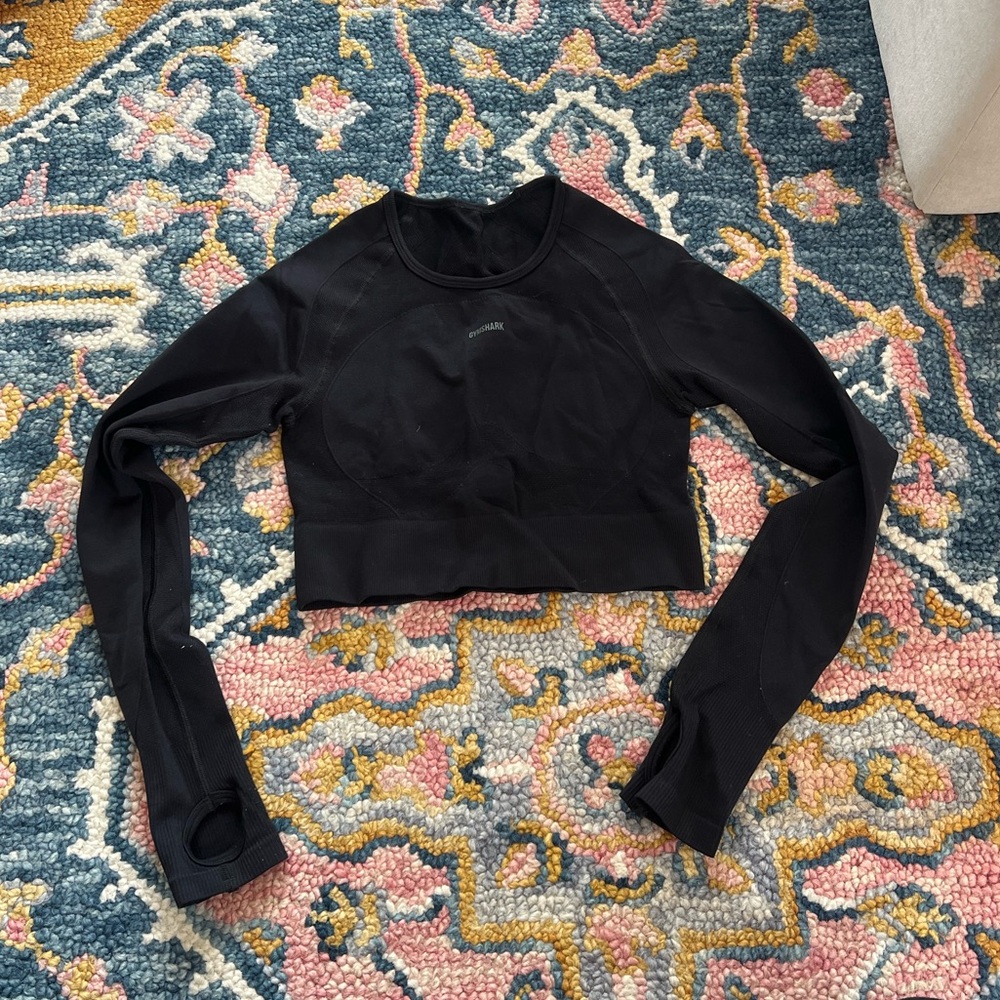 Black Gymshark long sleeve workout shirt